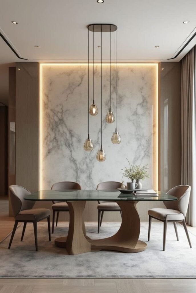 Wall Panel Ruang Makan Cat Tekstur Modern 