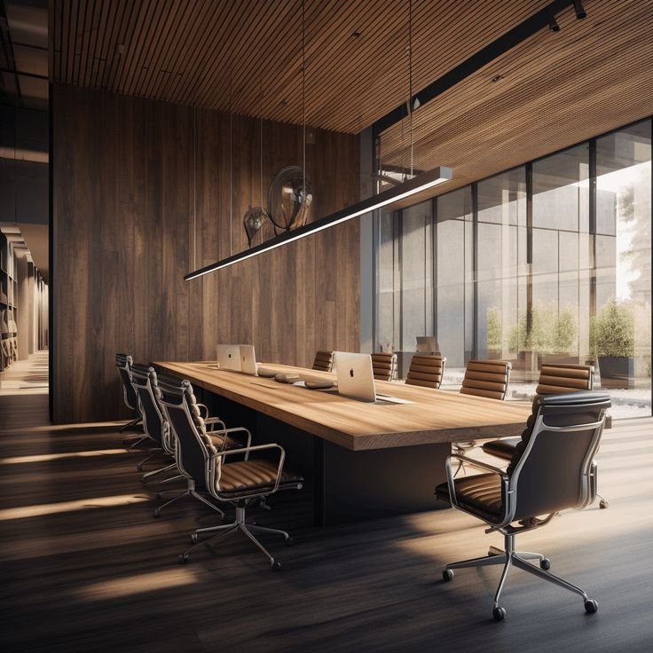 Ide Ruang Meeting Modern Kayu Natural