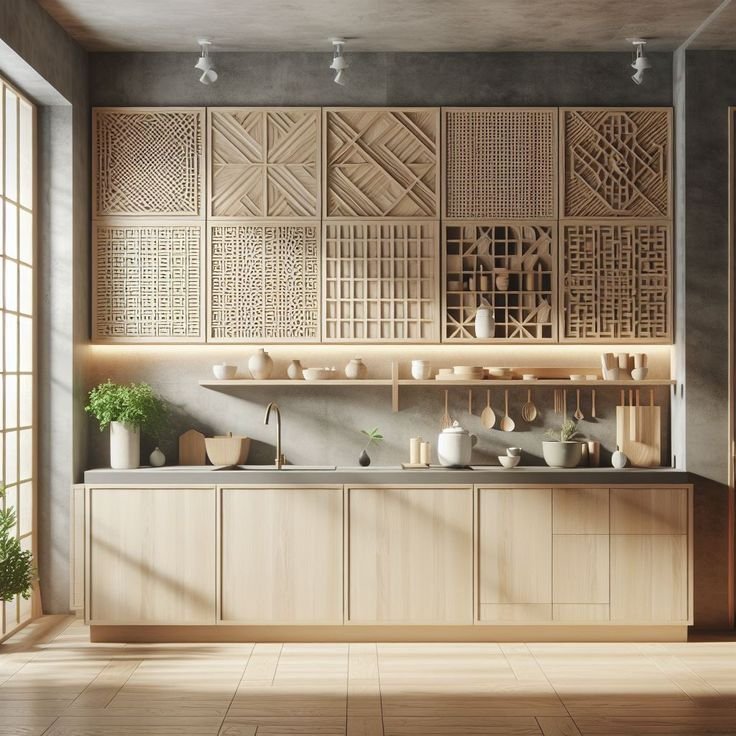 Model Wall Panel Kayu Natural Japandi