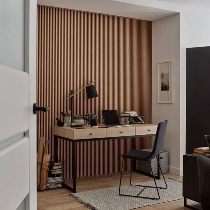 Wall Panel Ruang Kantor Modern Garis Horizontal Minimalis