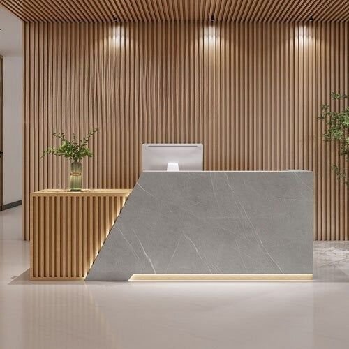 Wall Panel Ruang Resepsionis Kayu Modern Natural