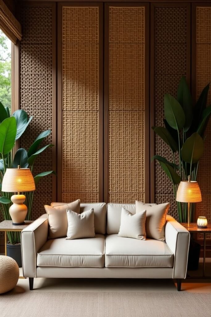 1. Ide Model Wall Panel Kayu Natural Tropis