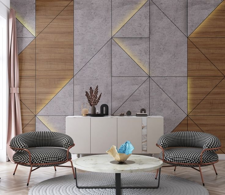 Wall Panel Ruang Tunggu Pola Simetris Modern