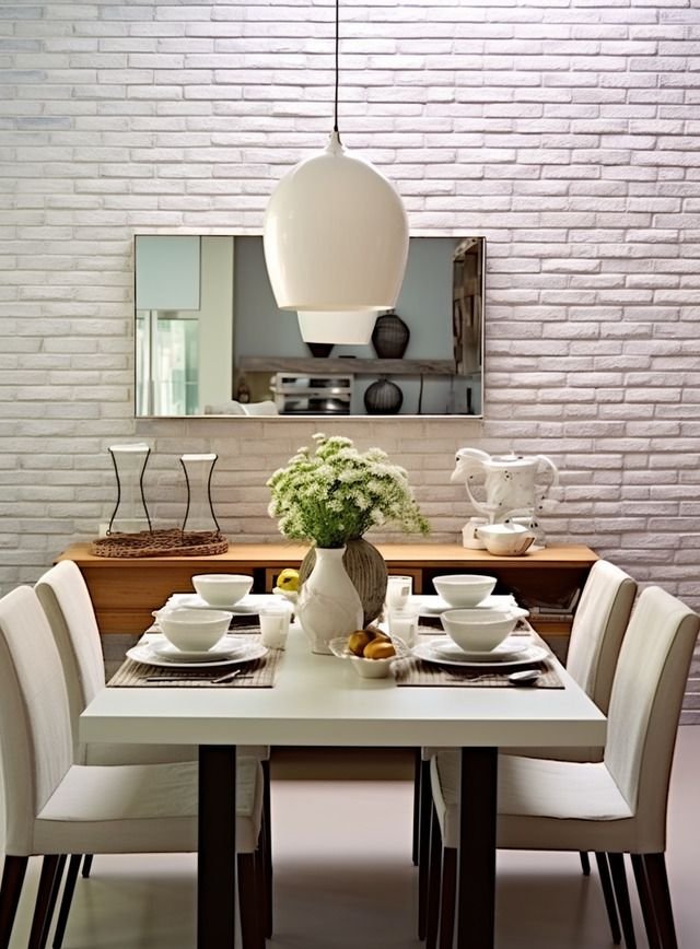  Wall Panel Ruang Makan Motif Bata Putih (White Brick Panel)