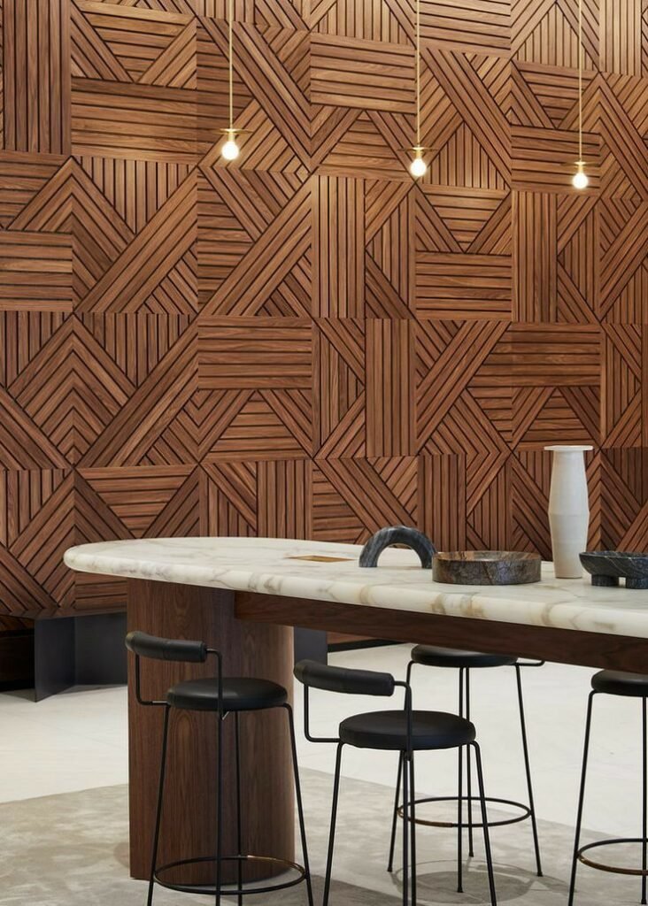 Wall Panel Ruang Makan Kayu Natural