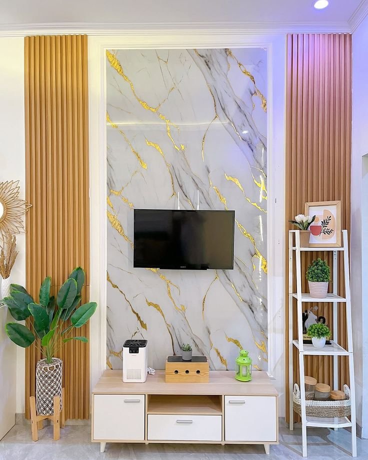 4 Ide Model Wall Panel Ruang TV Kayu