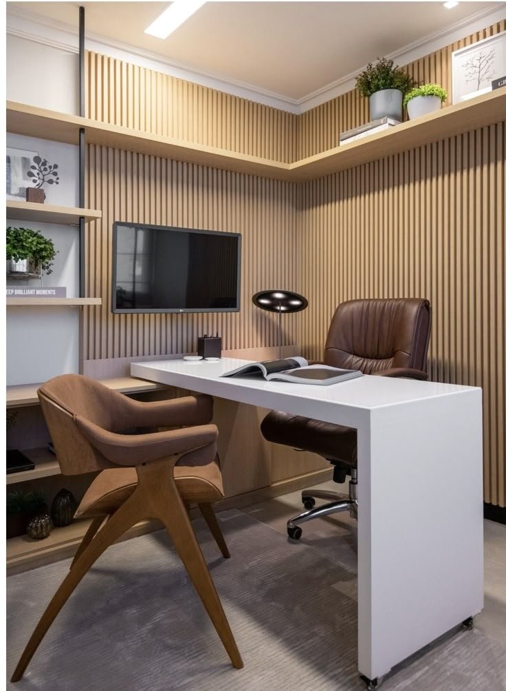 Model Wall Panel Ruang Kerja Kayu 