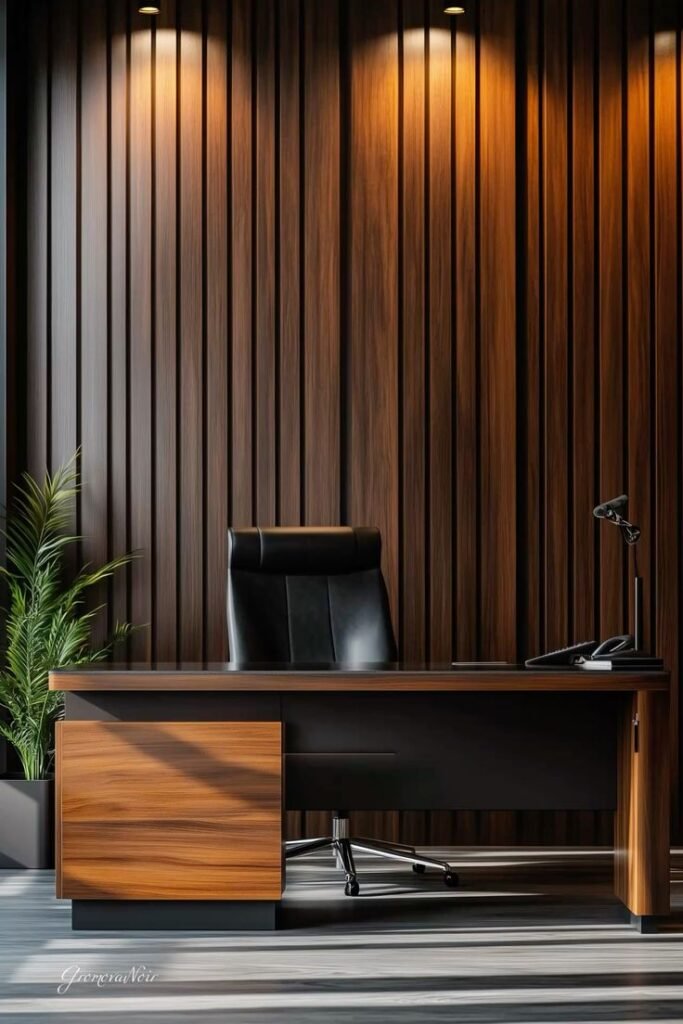 Wall Panel Kayu Pola Horizontal Elegan